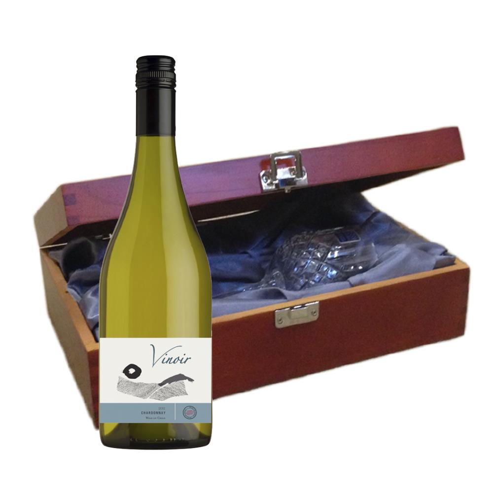 Vinoir Chardonnay In Luxury Box With Royal Scot Wine Glass